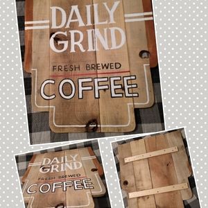Hand painted pallet wood sign coffee daily grind original